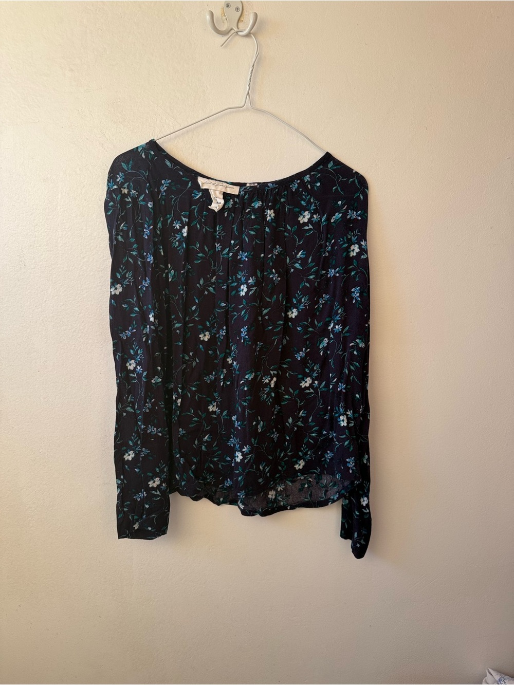 Floral Long-Sleeve Blouse - Teal Floral